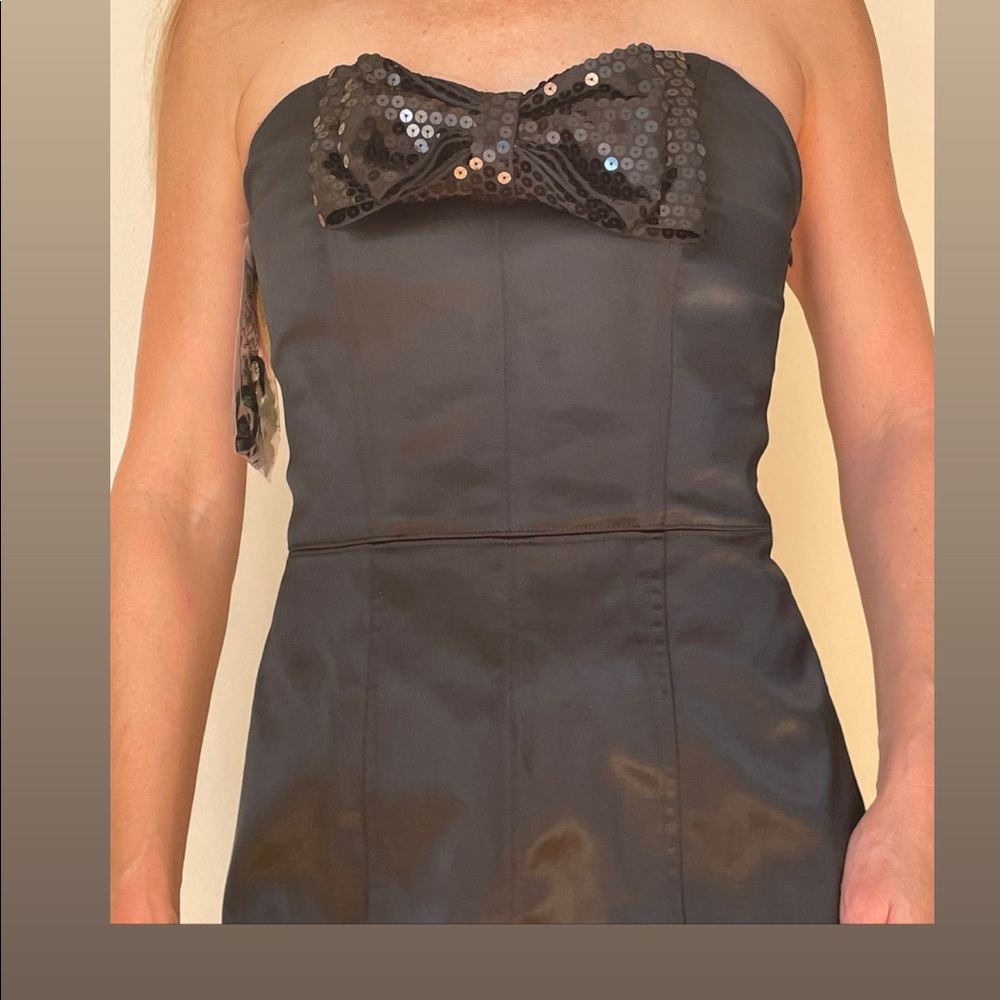 NWT Vintage Betsy Johnson black silk midi dress